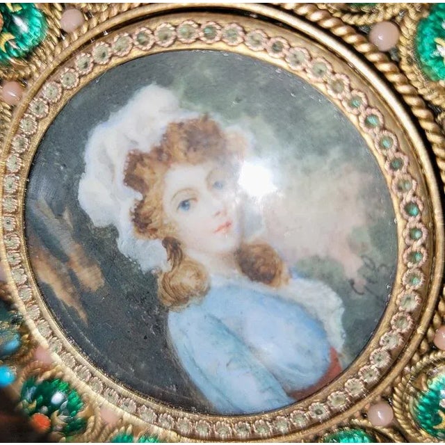 Early 19th Century Early 19c French Gold Box With Enamel and Miniature Portrait For Sale - Image 5 of 13