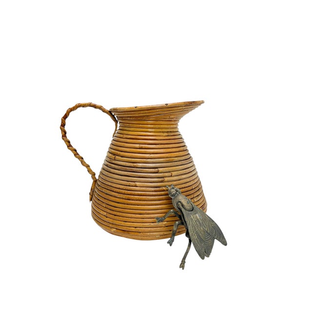 French Pencil Reed Rattan Vase, 1950s For Sale - Image 11 of 18