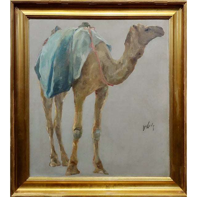 Hugo Vilfred Pedersen-Portrait of a Camel-Orientalist Oil painting c.1900s Orientalist Oil painting on canvas -signed -...