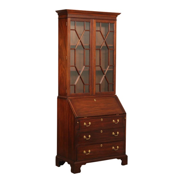 Henkel Harris Mahogany Chippendale Style Secretary Desk Bookcase For Sale