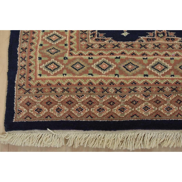 Bokhara Jaldar Rug 4’2” X 6’2” Blue Wool Tribal Hand-Knotted Oriental Carpet For Sale - Image 9 of 12