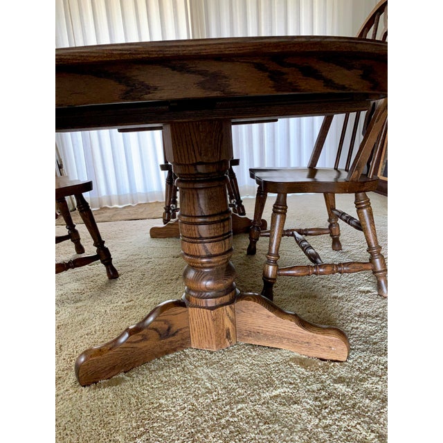 Midcentury Americana Richardson Bros Oak Dining Table & Six Windsor