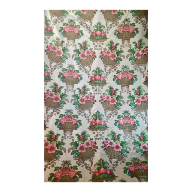 Lyon Rare Run of Silk Taffeta Lampas Silk and Gold Embroider For Sale