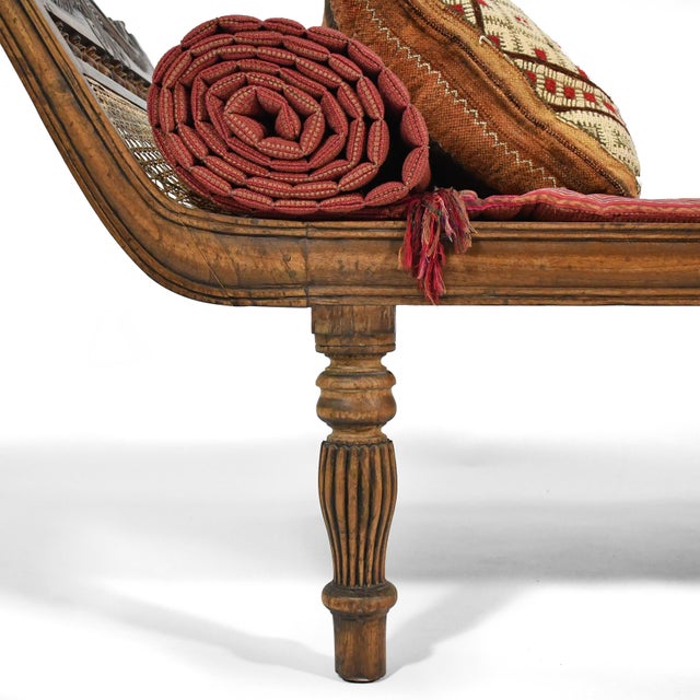 Teak and Cane Colonial Chaise Lounge For Sale - Image 10 of 12