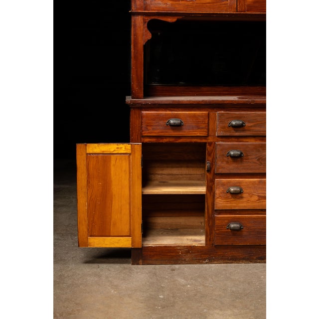 Early 20th Century Oxblood-Stained Step-Back Kitchen Hutch For Sale In Chicago - Image 6 of 18