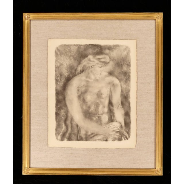 Collotype after a 1928 drawing by Georges Braque (French, 1882-1963), "Nu Aux Feuilles" Art Deco, Art Nouveau nude of a...