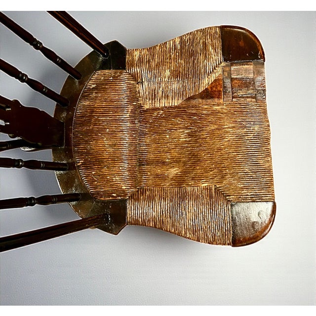 Brown Antique 19th Century Windsor Side Chair- Rush Seat For Sale - Image 8 of 11