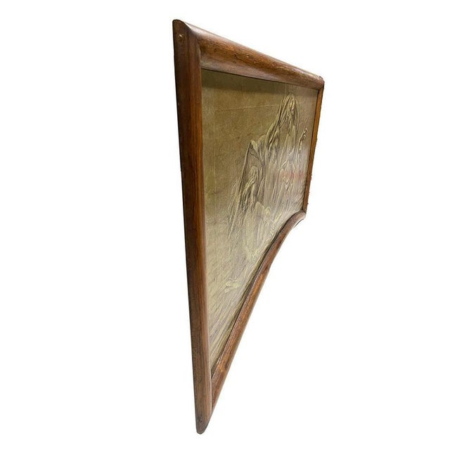 Grissaille painting with Putti riding on Dolphin An antique rectangular painting painted in Grissaille with scene of Putti...