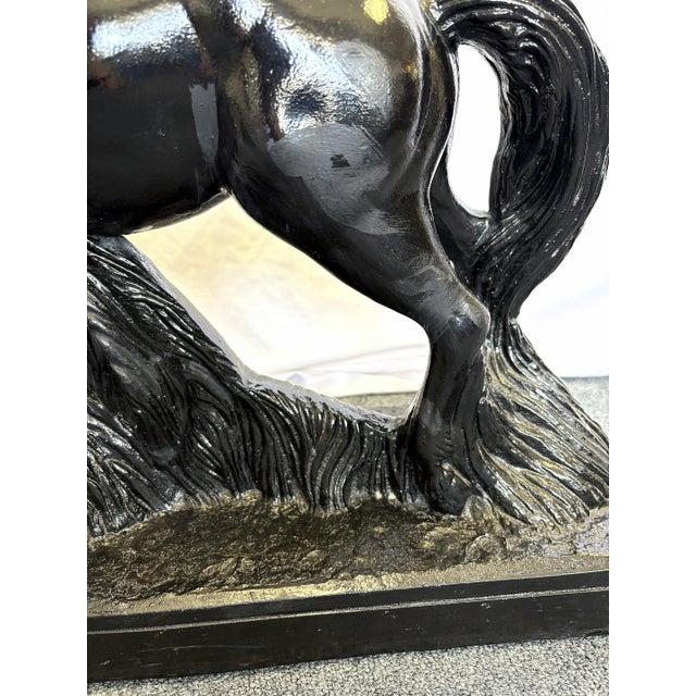 Mid Century Ceramic Rearing Black Stallion Figure Signed 'R R' Possibly Italian Sculptor Renato Rumonato For Sale - Image 9 of 16