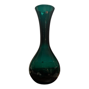 Vintage Blenko Handmade Emerald Colored Mid-Century Modern Art Glass Vase