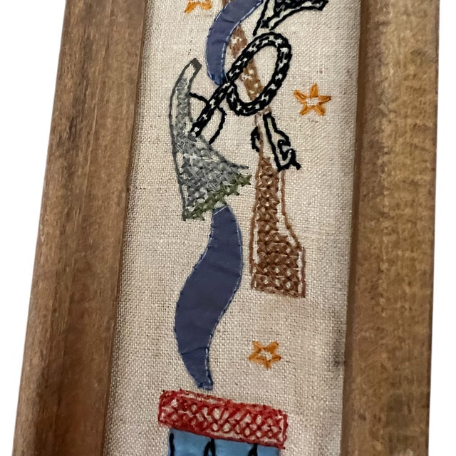 Mid Century Americana Cross Stitch and Applique Border Mirror For Sale - Image 9 of 12