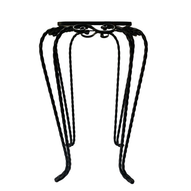 Shabby Chic 1950s Hand Made Ornate Wrought Iron Drinks Table With Black Ceramic Surface For Sale - Image 3 of 8