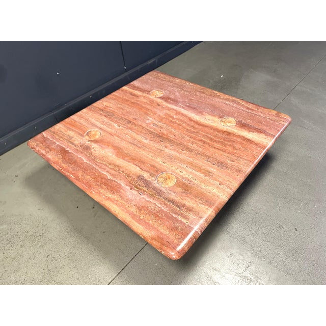 Stone Red Travertine Coffee Table by Angelo Mangiarotti for Up&Up, Italy, 1970s For Sale - Image 7 of 15