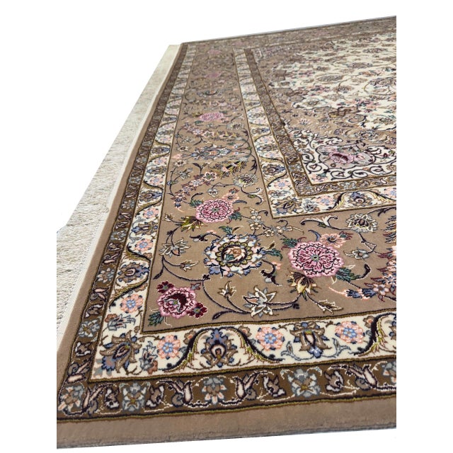 Super Fine Hand Knotted Persian Silk & Wool Isfahan Rug 8'3"x 11'9" For Sale - Image 13 of 16