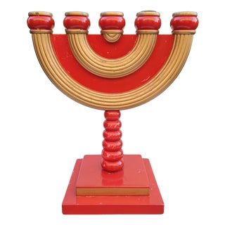 Vintage Folk Swedish Candelabra by Sandberg Art Center for Nora Stad, 1980s For Sale