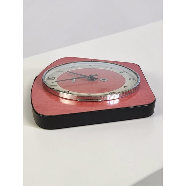 Kitchen Clock in Red Formica from Bayard, 1950s For Sale - Image 6 of 10