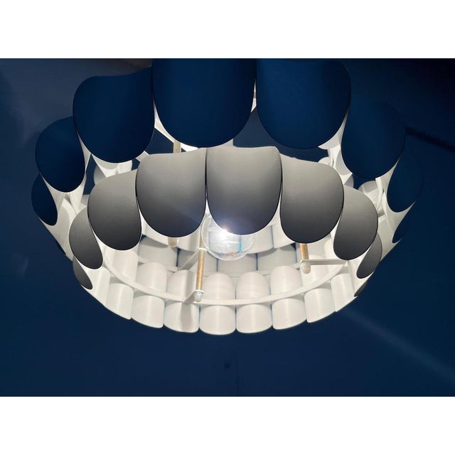 1960s Mid-Century Swiss White Metal Pendant Lamp by H. Zender for Temde, 1960s For Sale - Image 5 of 18
