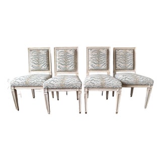 Jean-Michel FrankLouis XVI Style, 4 Dining Side Chairs, Parchment, France For Sale