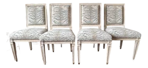Jean-Michel FrankLouis XVI Style, 4 Dining Side Chairs, Parchment, France