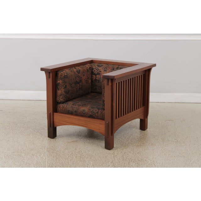 Mission Mission Style Solid Mahogany Cube Arm Chair For Sale - Image 3 of 13