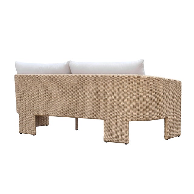 Transitional Alexa Wicker Outdoor Sofa, Cream For Sale - Image 3 of 6