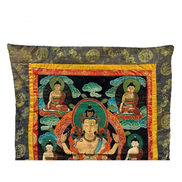 Very beautiful and colorful Antique Tibetan Buddhist Thangka. It is all hand painted with Tibetan natural mineral painting...