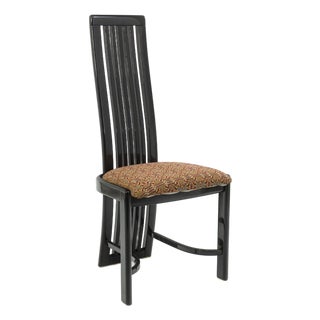Set of 8 Liberty Postmodern Black Lacquered High Dining Chairs With Knoll Fabric For Sale