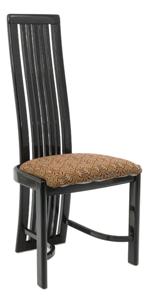Set of 8 Liberty Postmodern Black Lacquered High Dining Chairs With Knoll Fabric