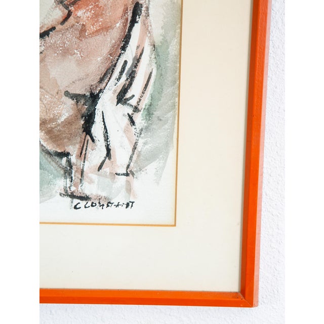 Mid Century Modern Watercolor George Constant Bull Signed Painting Original For Sale - Image 4 of 12