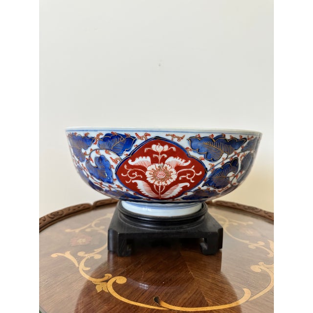 Japanese Japanese Imari Porcelain Punch Bowl For Sale - Image 3 of 9