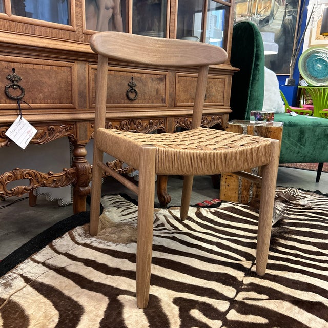 Blond Wood and Rush Seat Side Chair For Sale - Image 12 of 12