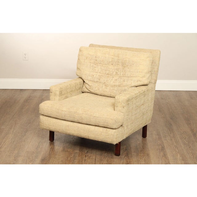 Wood Mid Century Modern Upholstered Club Lounge Chair On Walnut Legs For Sale - Image 7 of 12