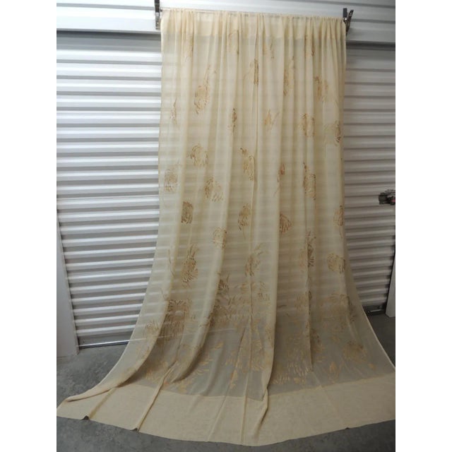 Mid 20th Century Modern Sheer Embroidered Ecru Color Curtain Panel For Sale - Image 5 of 8