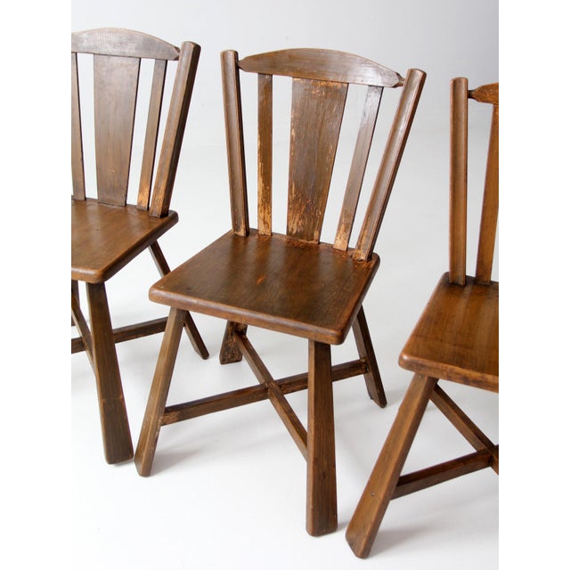 Wood Mid-Century Folk Wood Dining Chairs Set of 4 For Sale - Image 7 of 17