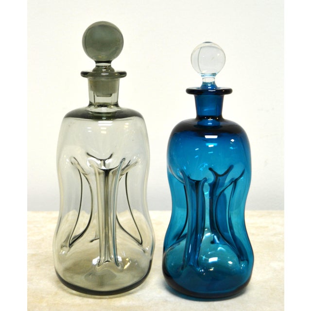 1960s 1960s Jacob E. Bang Smoked Art Glass Kluk Kluk Decanter for Holmegaard For Sale - Image 5 of 9