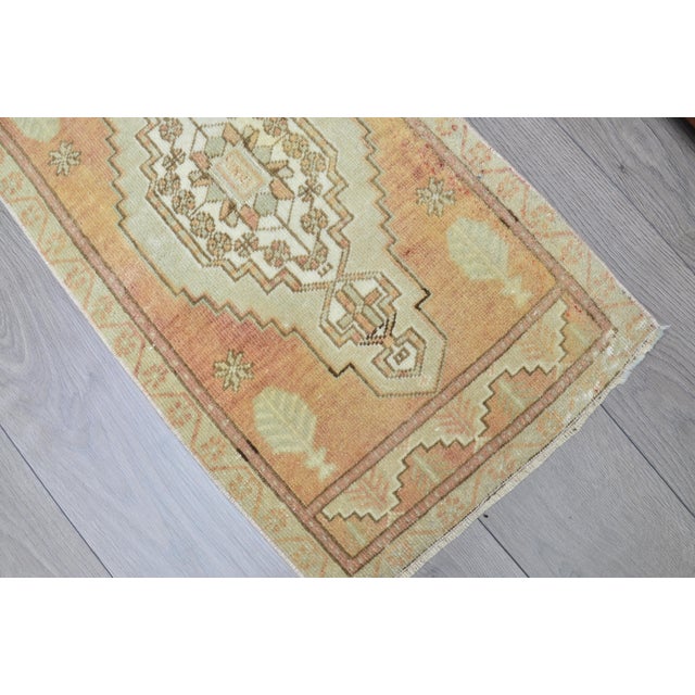 Tribal Oushak Tan Colour Small Rug For Sale - Image 3 of 6