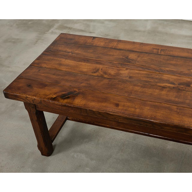 Brown 19th Century Country French Oak Farmhouse Trestle Table 9.5 Ft For Sale - Image 8 of 18