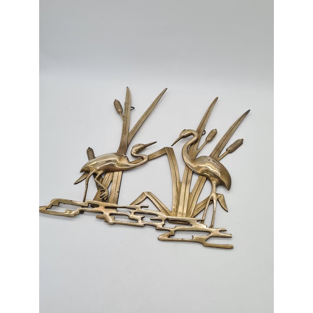Brass Wall Decoration Herons in the Reeds, West Germany, 1970s For Sale - Image 4 of 8