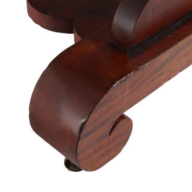 Antique Quervelle School Classical Flame Mahogany Marble Top Trestle Table C1840 For Sale - Image 16 of 17