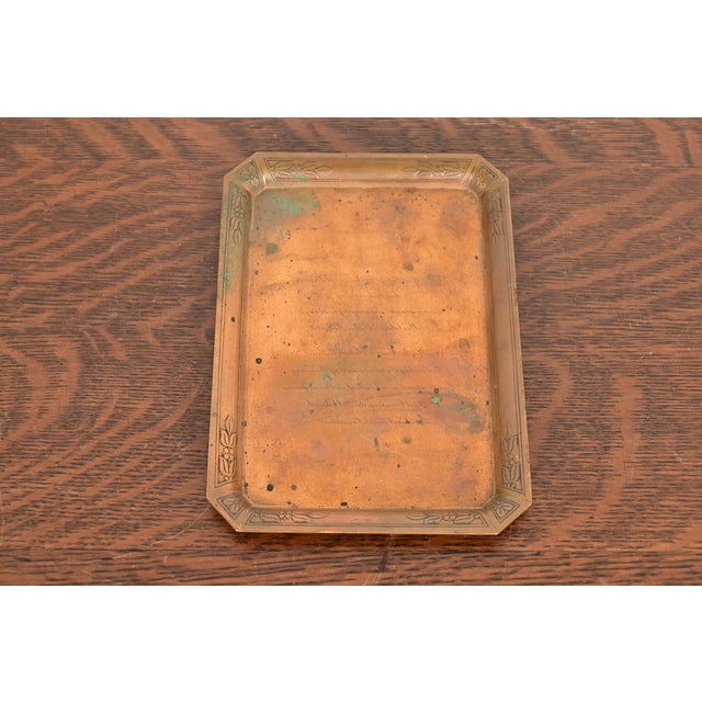 Early 20th Century Tiffany & Co. Antique Art Deco Engraved Bronze Tray or Catchall For Sale - Image 5 of 9