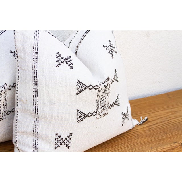 Moroccan Pair of Charcoal Trail Cactus Silk Moroccan Pillows For Sale - Image 3 of 9
