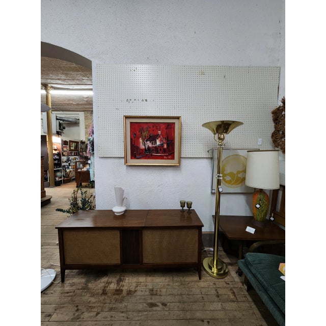 Mid 20th Century Red "Boat House"" Paris City / Town Abstract Oil Painting By DeSmedtdt For Sale - Image 11 of 12