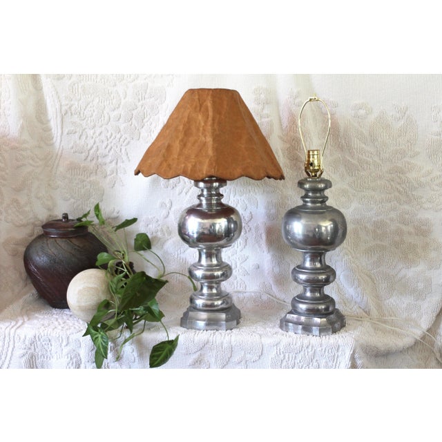 Pewter Pair of large lamps - Lamp pair - silver lamp - traditional lamps - matching lamps - pewter lamps - table lamps -...