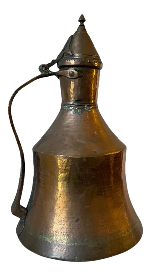 Large 19th Century Antique Middle Eastern Dallah Arabic Hand-Hammered Copper Coffee Pot