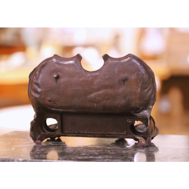19th Century French Patinated and Gilt Spelter Rooster Inkwell Desk Set For Sale - Image 10 of 10