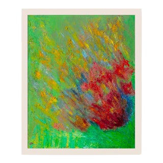 "It Starts With One Single Seed" Original Kim Ahonoukoun Abstract Green Oil Painting on Canvas From the Secret Garden Collection For Sale