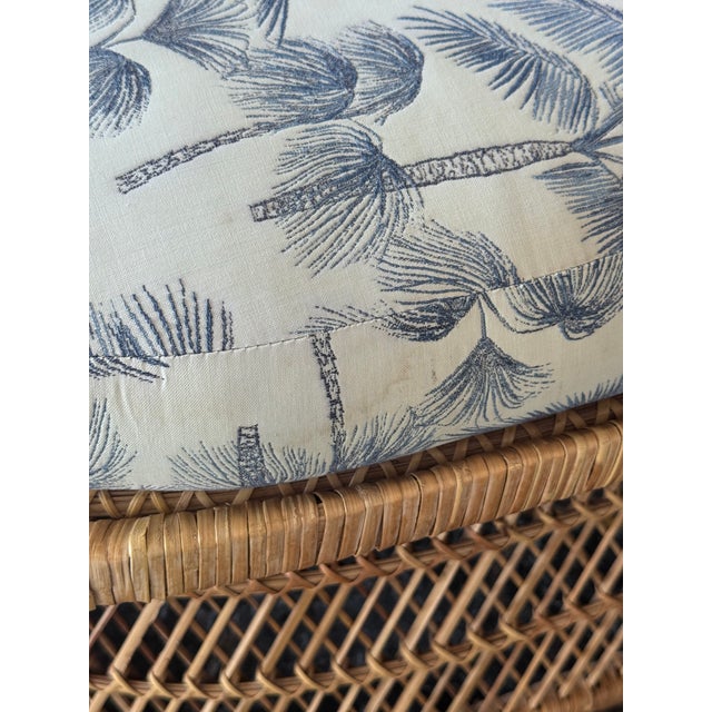 Vintage Boho Peacock Wicker Chaise With Tropical Cushions For Sale - Image 15 of 18