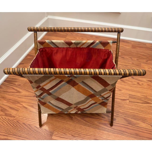 Mid-Century Modern Boho Chic Collapsible Sewing Basket/Magazine Rack For Sale - Image 9 of 12