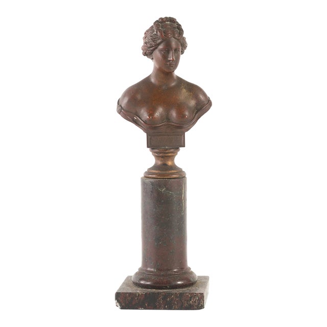 Mid 19th Century Grand Tour Bronze Bust of a Goddess For Sale