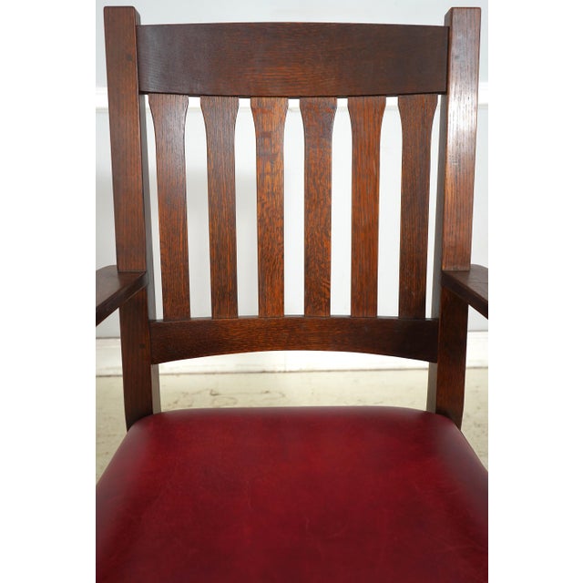 Stickley Mission Oak Leather Office Chair For Sale In Philadelphia - Image 6 of 18